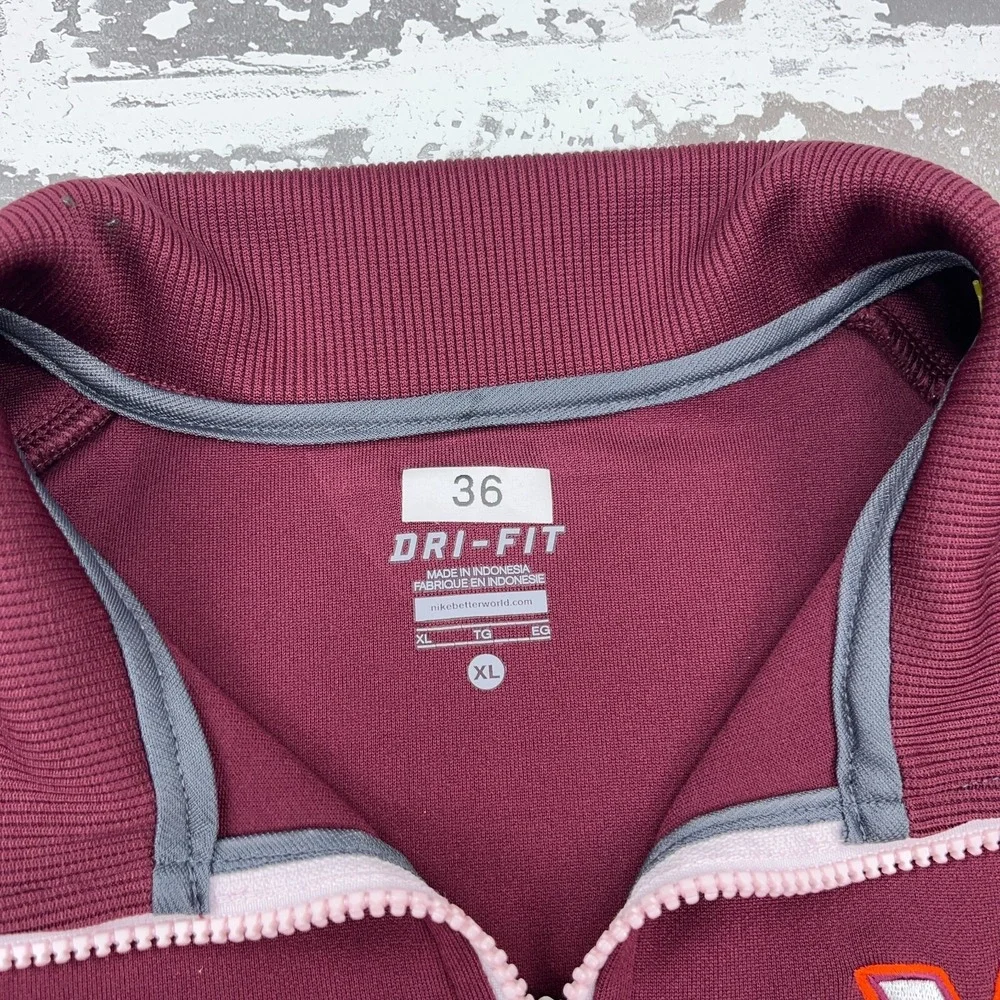 Virginia Tech Hokies Jacket Women XL Maroon Nike Dri Fit Track Suit Team‎ Issue